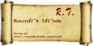 Rusznák Tünde névjegykártya